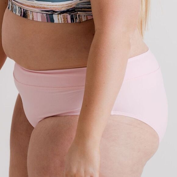 NWT: MidRise Full Coverage Briefs Bikini Swim Bottom in Hot Pink - Picture 7 of 16